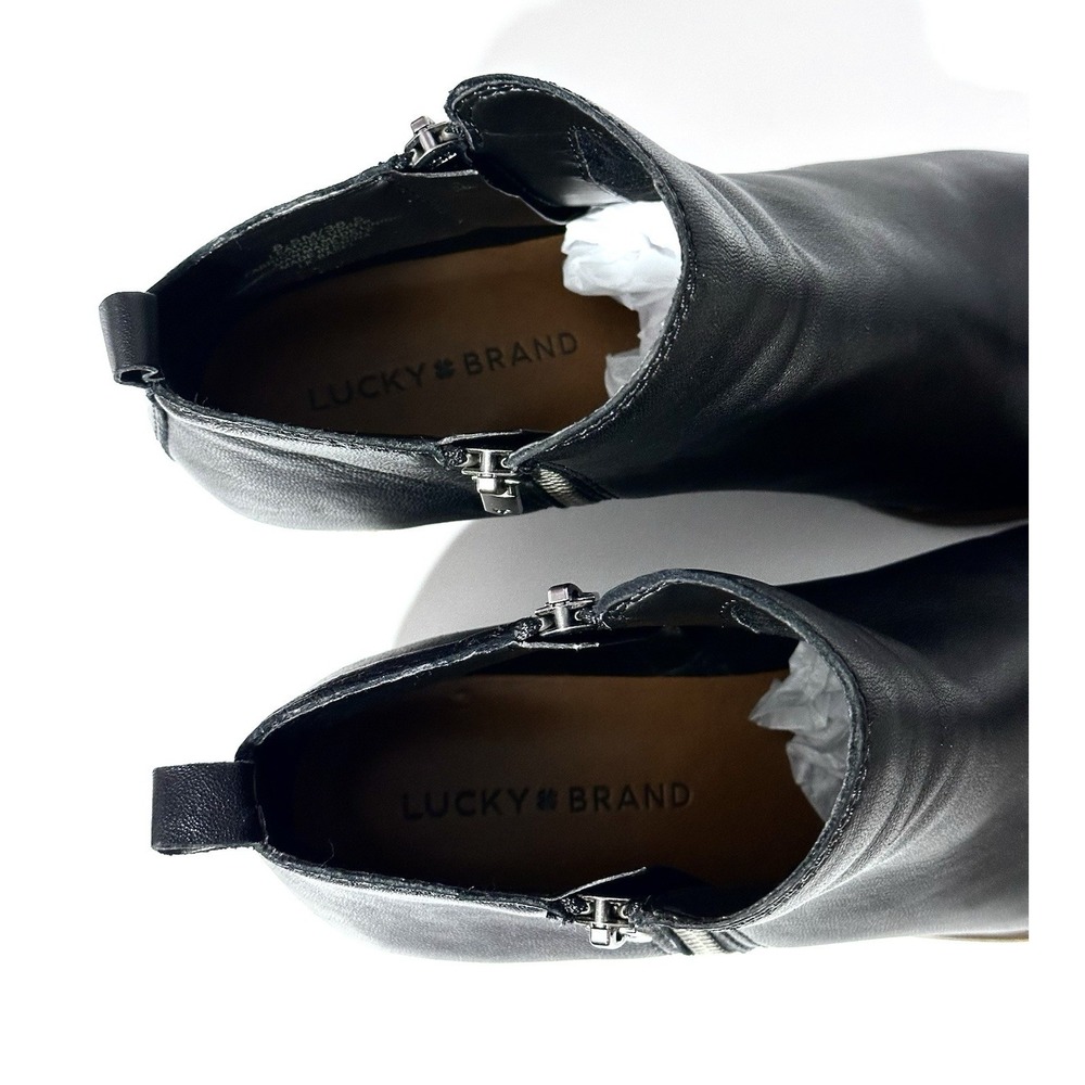 Lucky Brand Womens Ankle Boots 8.5M Basel Booties Black Soft Leather Side Zip - Picture 6 of 10